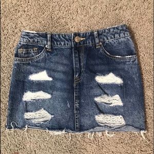 Ripped Jean Mini Skirt